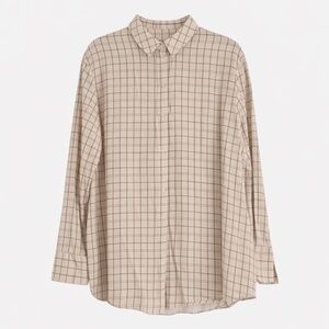 Primark Women's Beige Checkered Button Down Shirt
